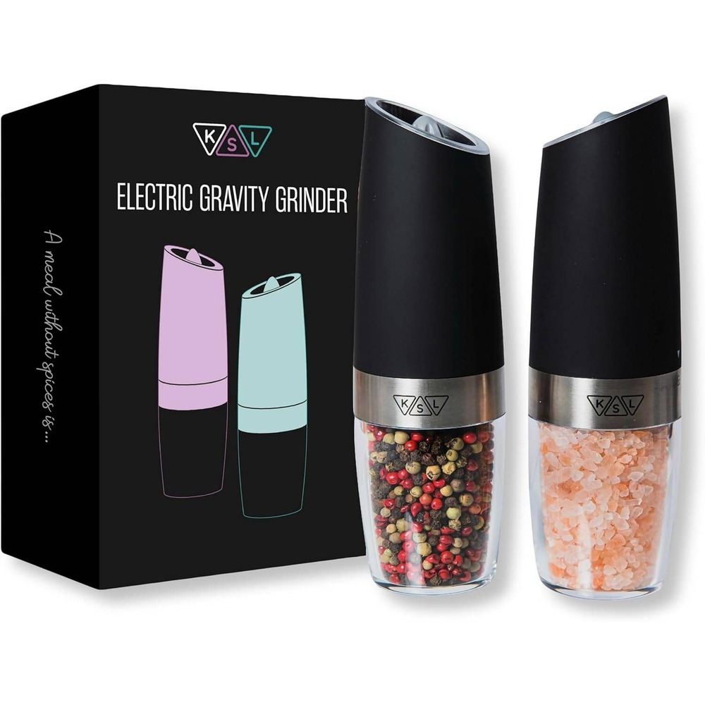 KSL Electric Gravity Grinder Set Automatic Salt Pepper Grinder LED Light‎